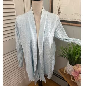 Focus Cardigan Womens Small Blue Open Textured Cotton Lagenlook Boho Capsule
